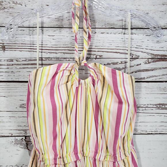 Old Navy New Women's Pink Striped Halter Pockets Romper Size Small - Picture 12 of 13